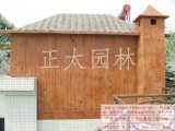 英德龍山莊天臺(tái)花園-塑木紋小屋、塑樹(shù)樁臺(tái)凳