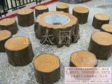 英德仙水花園天臺(tái)花園-塑樹(shù)樁臺(tái)凳、塑燒烤爐